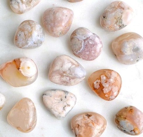 Crystals Flower Agate Tumbles on a white background