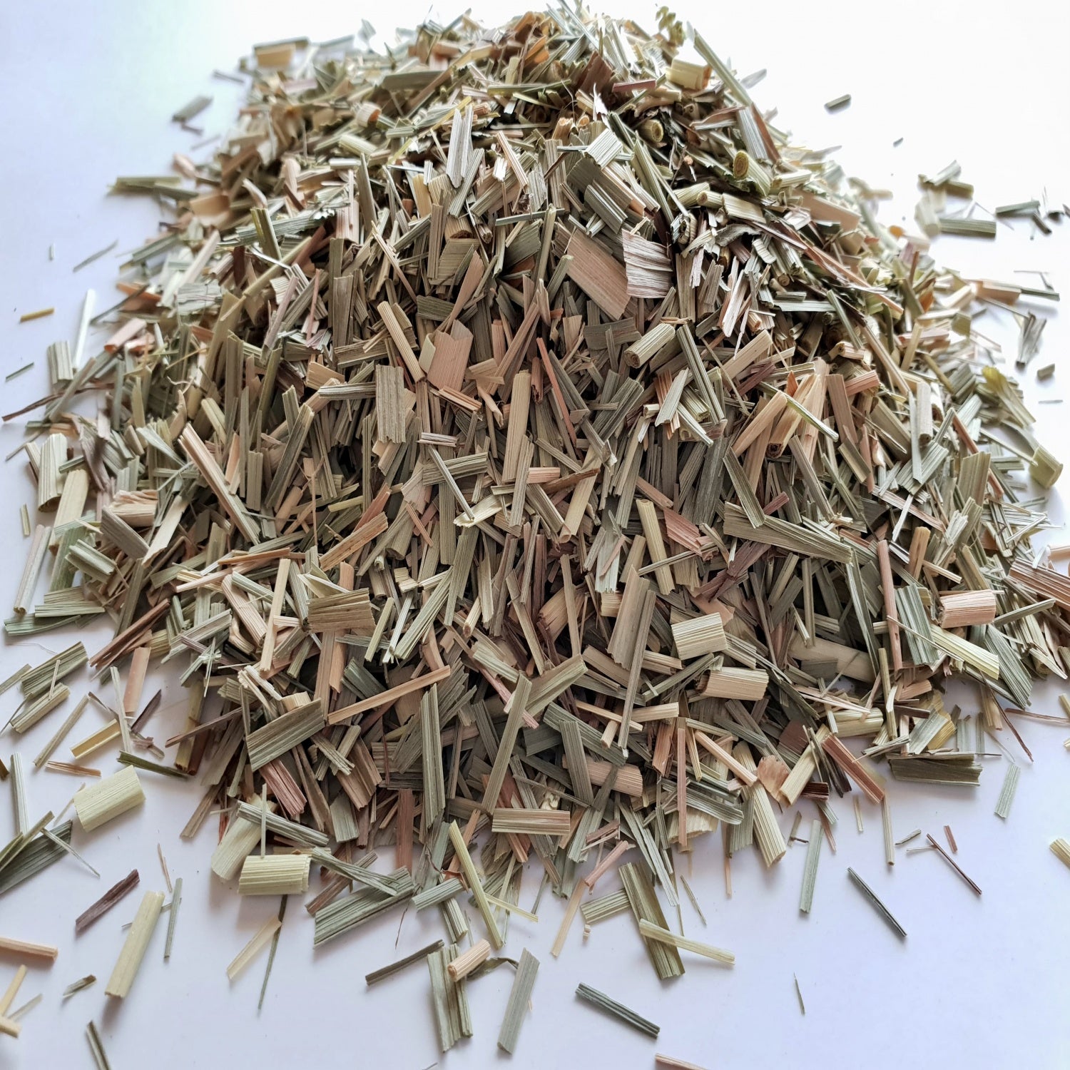 Lemongrass herb on a white surface. 