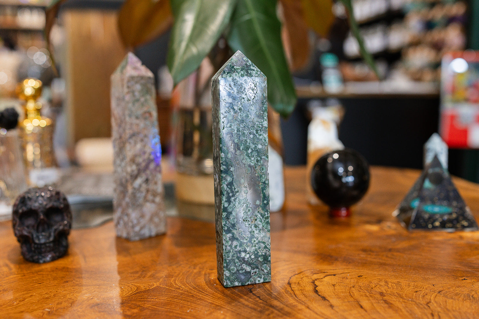 Crystal Moss Agate Tower point