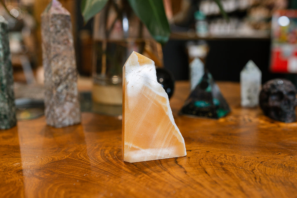 Crystal Orange Calcite Tower point