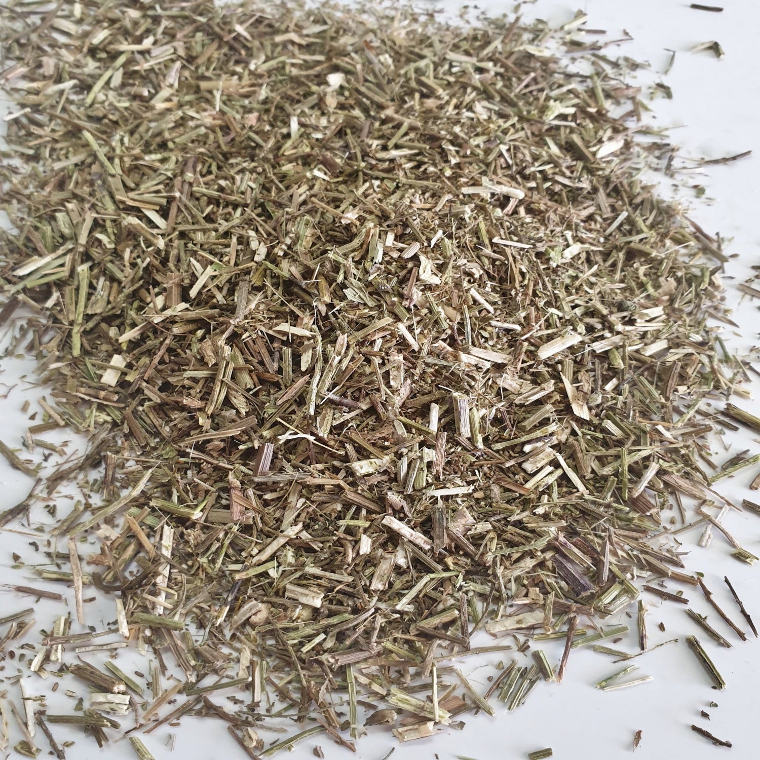 Vervain herb on a white surface.